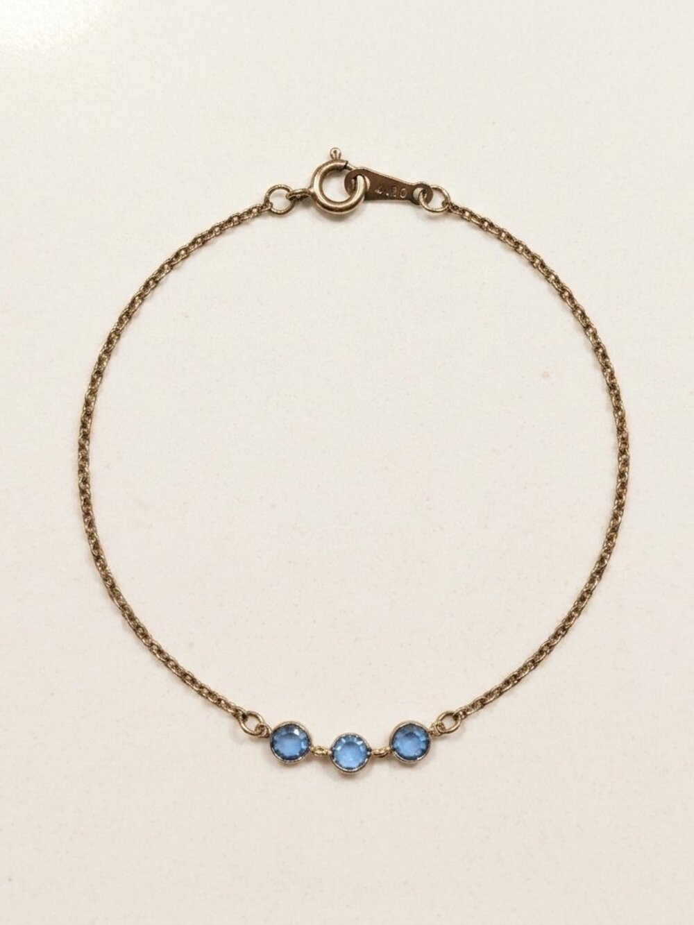 Vintage 70's Blue Stone Bracelet with Gold Chain